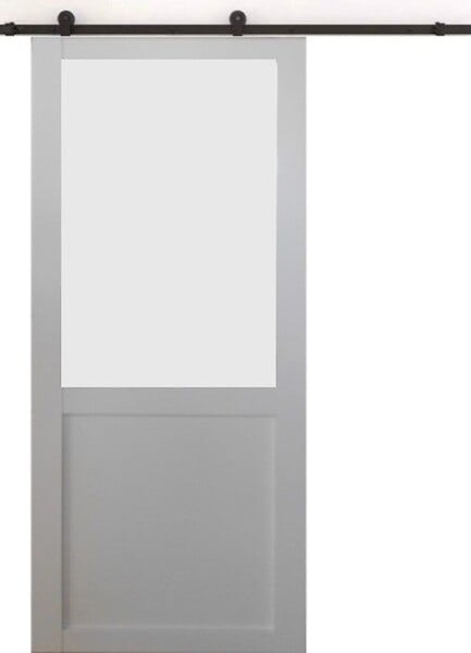 GD MENUISERIES - Porte Coulissante Athena blanc H204 x L73 cm, Rail roulettes - large