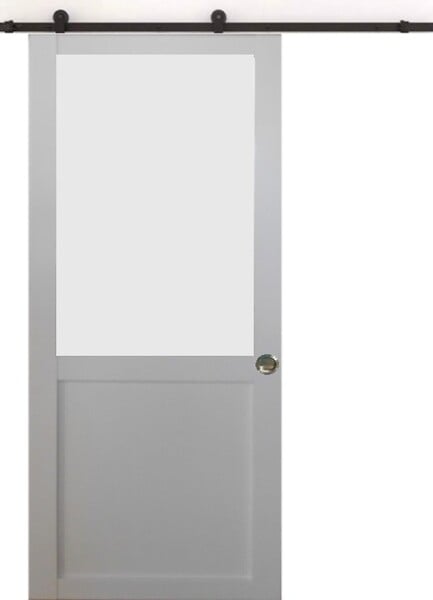 GD MENUISERIES - Porte Coulissante Athena blanc H204 x L73 cm, Rail Roulettes, Coquilles - large