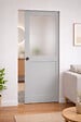 GD MENUISERIES - Porte Coulissante Athena Gris Clair Vitrée H204 x L83 cm, Galandage - vignette