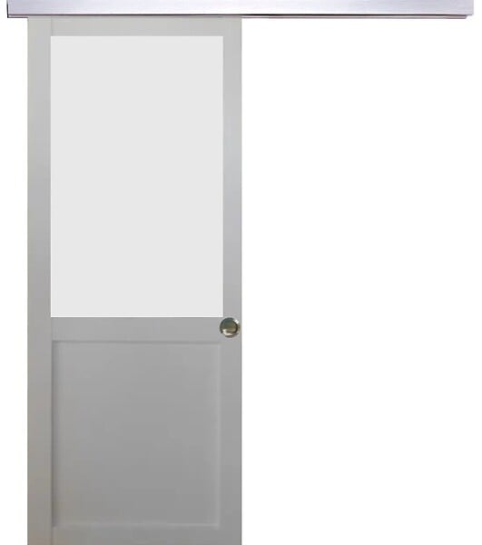 GD MENUISERIES - Porte Coulissante Athena Blanc H204 x L73 cm, Rail Alu, Coquilles - large