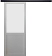 GD MENUISERIES - Porte Coulissante Athena blanc H204 x L83 cm, Rail Alu bandeau noir - vignette
