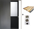 GD MENUISERIES - Porte Coulissante Athena Noir H204 x L73 cm, Galandage, kit finition (coquille et tire doigt) - vignette