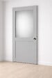 GD MENUISERIES - Porte Coulissante Athena Gris Clair Vitrée H204 x L73 cm, coquilles, tire doigt - vignette