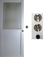 GD MENUISERIES - Porte Coulissante Athena Gris Clair Vitrée H204 x L73 cm, coquilles, tire doigt - vignette