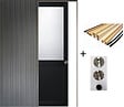 GD MENUISERIES - Porte Coulissante Athena Noir H204 x L83 cm, Galandage, kit finition (coquille et tire doigt) - vignette