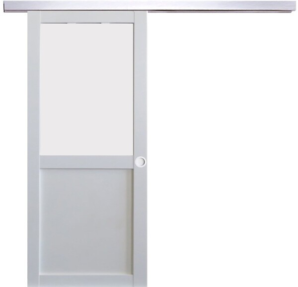 GD MENUISERIES - Porte Coulissante Athena Blanc H204 x L73 cm, Rail Alu, Coquilles blanc - large