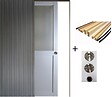 GD MENUISERIES - Porte Coulissante Athena Gris Clair Vitrée H204 x L83 cm, Galandage, kit finition (coquille et tire doigt) - vignette