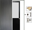 GD MENUISERIES - Porte Coulissante Athena Noir H204 x L93 cm, Galandage, kit finition - vignette