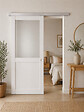 GD MENUISERIES - Porte Coulissante Athena Blanc H204 x L93 cm, Rail Alu, Coquilles blanc - vignette