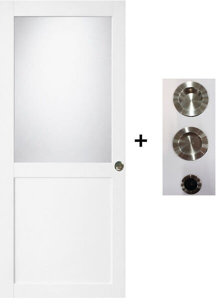 GD MENUISERIES - Porte Coulissante Athena Blanc H204 x L93 cm, coquilles, tire doigt - large