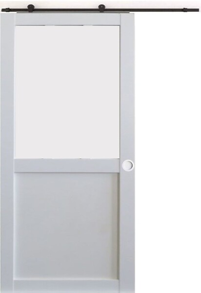 GD MENUISERIES - Porte Coulissante Athena blanc H204 x L93 cm, Rail Roulettes, Coquilles blanc - large
