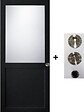 GD MENUISERIES - Porte Coulissante Athena Noir H204 x L73 cm, coquilles, tire doigt - vignette