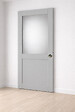 GD MENUISERIES - Porte Coulissante Athena Gris Clair Vitrée H204 x L83 cm, coquilles, tire doigt - vignette