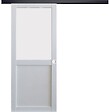 GD MENUISERIES - Porte Coulissante Athena blanc H204 x L73 cm, Rail Alu bandeau noir, Coquilles blanc - vignette