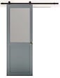 GD MENUISERIES - Porte Coulissante Athena Gris Clair Vitrée H204 x L83 cm, Rail Roulettes, Coquilles - vignette