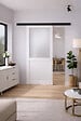 GD MENUISERIES - Porte Coulissante Athena blanc H204 x L93 cm, Rail Alu bandeau noir - vignette