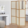 ID MARKET - Paravent intérieur bois et tissu beige - vignette