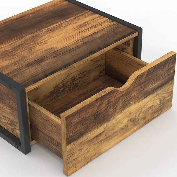 ID MARKET - Lot de 2 tables de chevet murales HAWKINS étagère suspendue design industriel - large