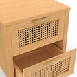 ID MARKET - Lot de 2 tables de chevet EDHEN 2 tiroirs cannage et bois - vignette