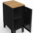 ID MARKET - Lot de 2 tables de chevet étroites ESTER 1 porte métal noir plateau façon hêtre design industriel - vignette