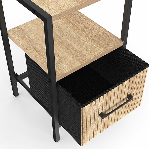 ID MARKET - Lot de 2 tables de chevet UTAH 1 tiroir et 1 niche effet lattes - large