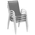 ID MARKET - Salon de jardin POLY table extensible 90-180 CM et 8 chaises blanc et gris - vignette