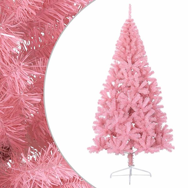 VIDAXL - vidaXL Demi sapin de Noël artificiel avec support Rose 240 cm PVC - large