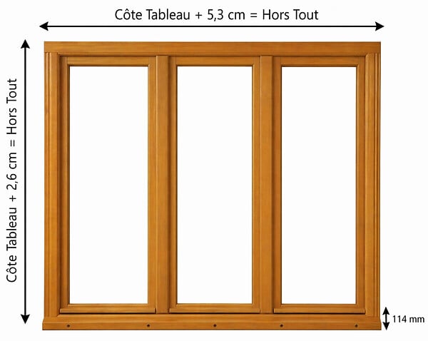 GD MENUISERIES - Fenetre Bois 3 Vantaux H125 x L180 cm Côte Tableau, poignee (ref 010220F9) - large