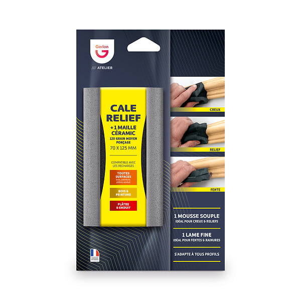 GERLON - Cale de ponçage flexible - Reliefs - 70 x 125 mm - large