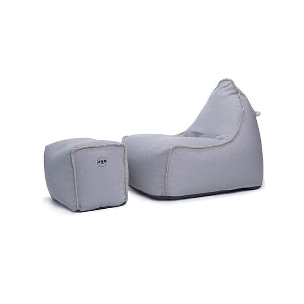 SOO  SANTAI - Fauteuil poire enfant avec repose pieds 75x60x65/45x60x35 cm SANS billes Gris (MBINDR3260-2) - large