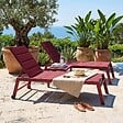OVIALA - Lot de 2 bains de soleil en aluminium et textilène pourpre - Nouméa - vignette