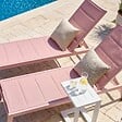 OVIALA - Lot de 2 bains de soleil en aluminium et textilène rose poudré - Nouméa - vignette