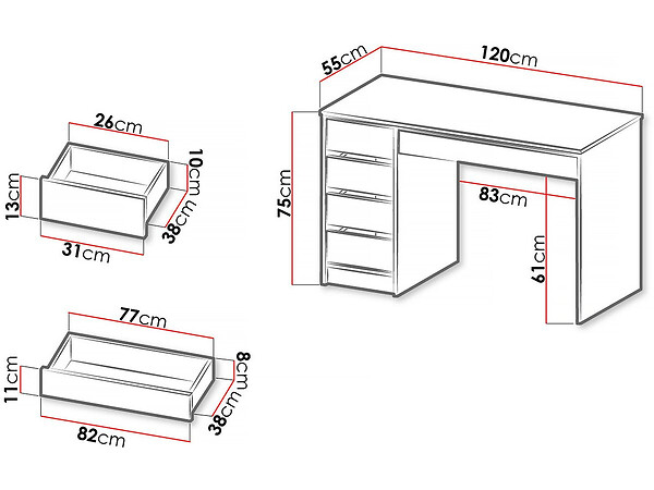 HABITAT ET JARDIN - Bureau "Ada" - 120 x 75 x 55 cm - Noir - large