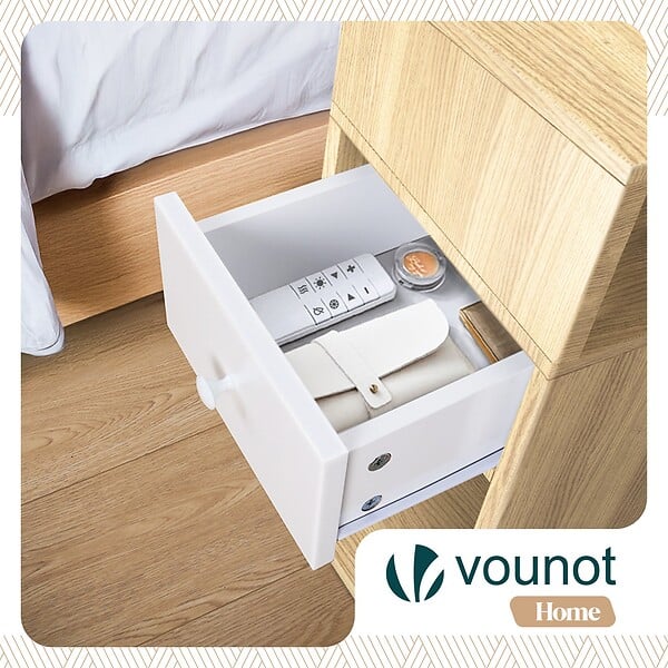 VOUNOT - Table de chevet d’appoint avec tiroir et compartiment 25x30x66cm naturel - large