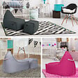 SOO  SANTAI - Fauteuil poire enfant avec repose pieds 75x60x65/45x60x35 cm SANS billes Rose (MBINDR3260-3) - vignette