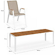 ID MARKET - Salon de jardin NOUMEA table 240 cm plateau verre trempé effet bois et 10 chaises empilables blanc et bois - vignette