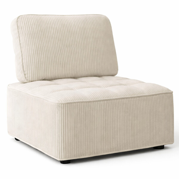 ID MARKET - Module de canapé et fauteuil ALFIE en velours côtelé beige - large