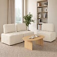 ID MARKET - Module de canapé et fauteuil ALFIE en velours côtelé beige - vignette