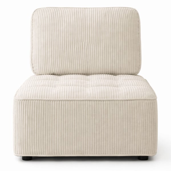 ID MARKET - Module de canapé et fauteuil ALFIE en velours côtelé beige - large