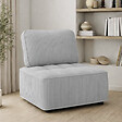 ID MARKET - Module de canapé et fauteuil ALFIE en velours côtelé gris clair - vignette