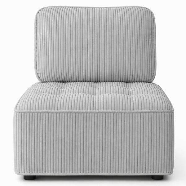 ID MARKET - Module de canapé et fauteuil ALFIE en velours côtelé gris clair - large