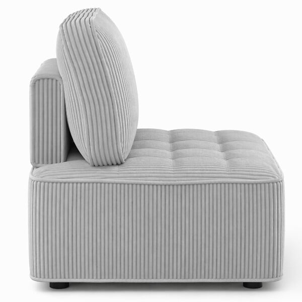 ID MARKET - Module de canapé et fauteuil ALFIE en velours côtelé gris clair - large