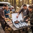 KEMPER - Plaque de cuisson gaz portable 4 feux - Réchaud gaz 4650W Blanc Couvercle et grilles amovibles Camping Cuisine Exterieure KEMPER - vignette
