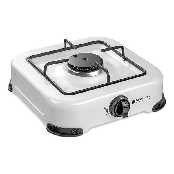 KEMPER - Réchaud gaz de camping 1 feu 1300W Blanc Grille amovible 4 Pieds KEMPER - large