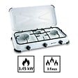 KEMPER - Plaque de cuisson gaz 3 feux portable 3450W Réchaud Camping Blanc Couvercle amovible KEMPER - vignette