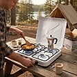 KEMPER - Plaque de Cuisson gaz 4 feux portable 4650W - Réchaud gaz butane propane couvercle grille amovibles Cuisine Extérieure KEMPER - vignette