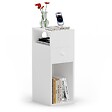 VOUNOT - Table de chevet d’appoint avec tiroir et compartiment 25x30x66cm blanc - vignette