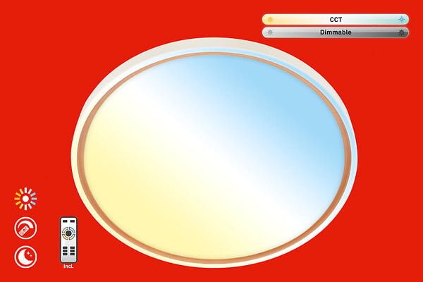 BRILONER - INA Plafonnier  LED CCT Ø49cm gris clair/mokka 5200 lm - large