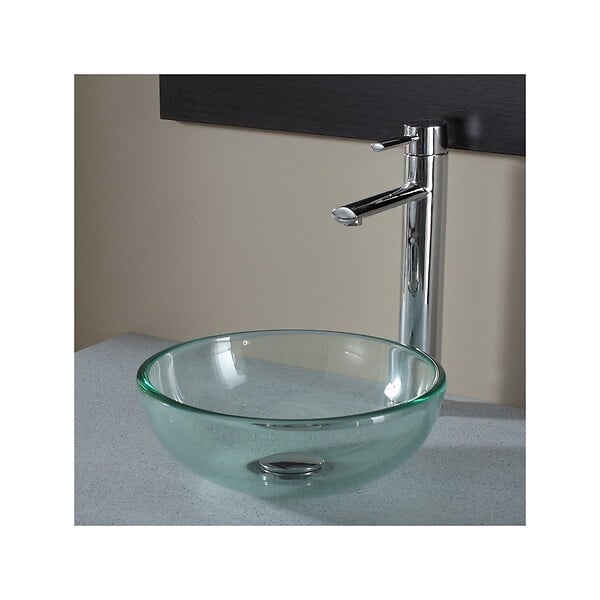 PLANETE BAIN - Vasque à poser ronde petit diamètre 31 cm en verre transparent - large