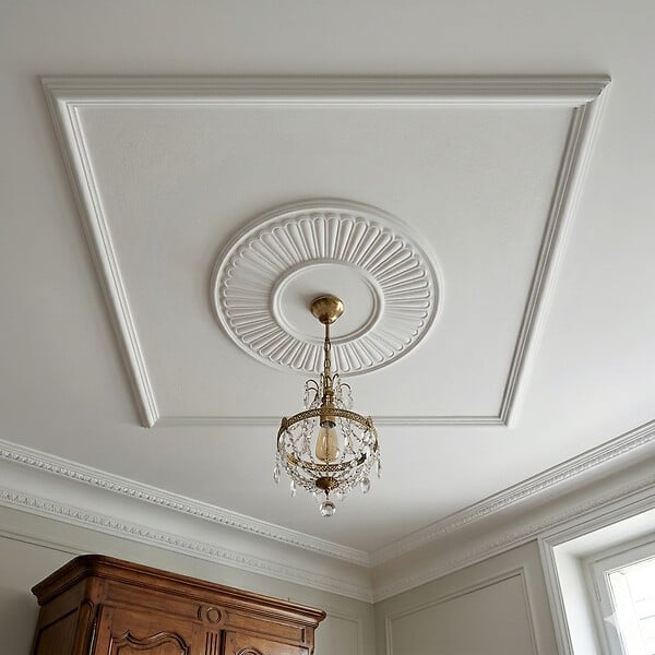 SANS - Rosace plafond 40,4 cm R047 - Polyuréthane - large
